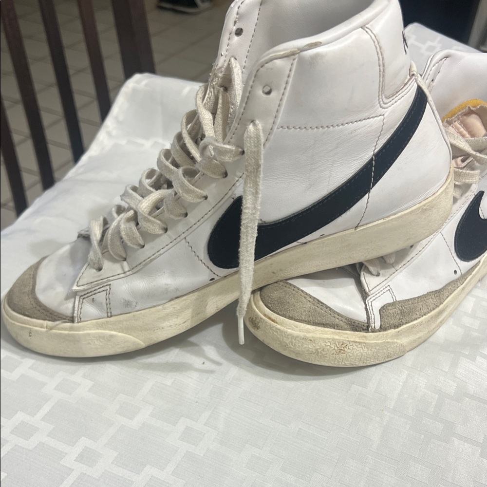 Nike White and Black High-Top Sneakers